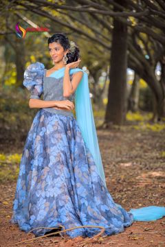 Picture of designer wear lehenga ruffle blouse long dupatta